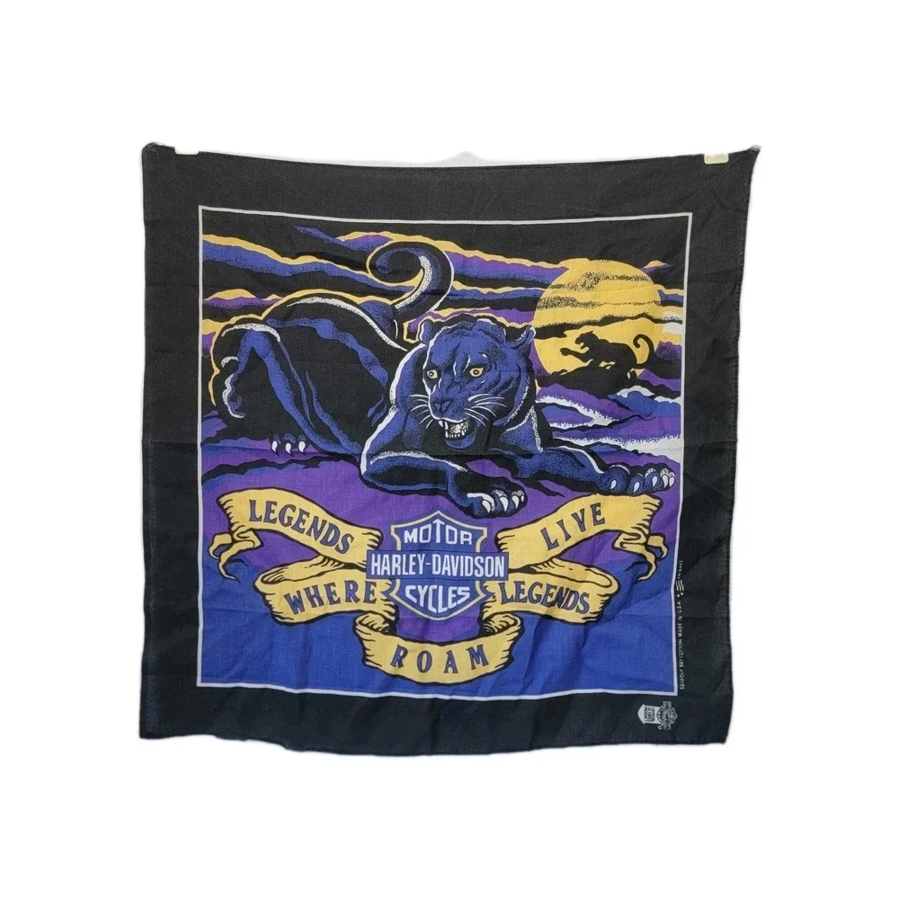 Vintage Official Harley Davidson Black Panther Legends Live Bandana Made In USA